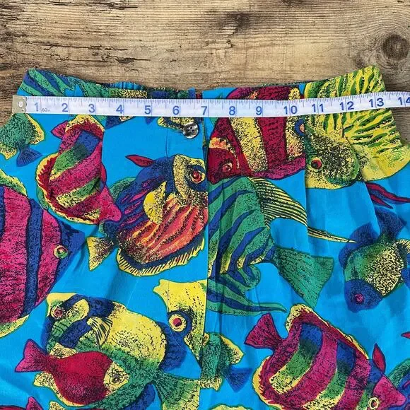 Vintage NORDSTROM High Waist Silk Fish Shorts - Picture 6 of 9